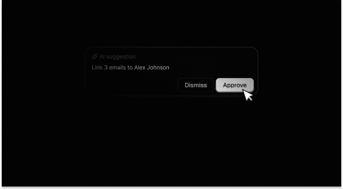 AI suggestion with dismiss and approve controls